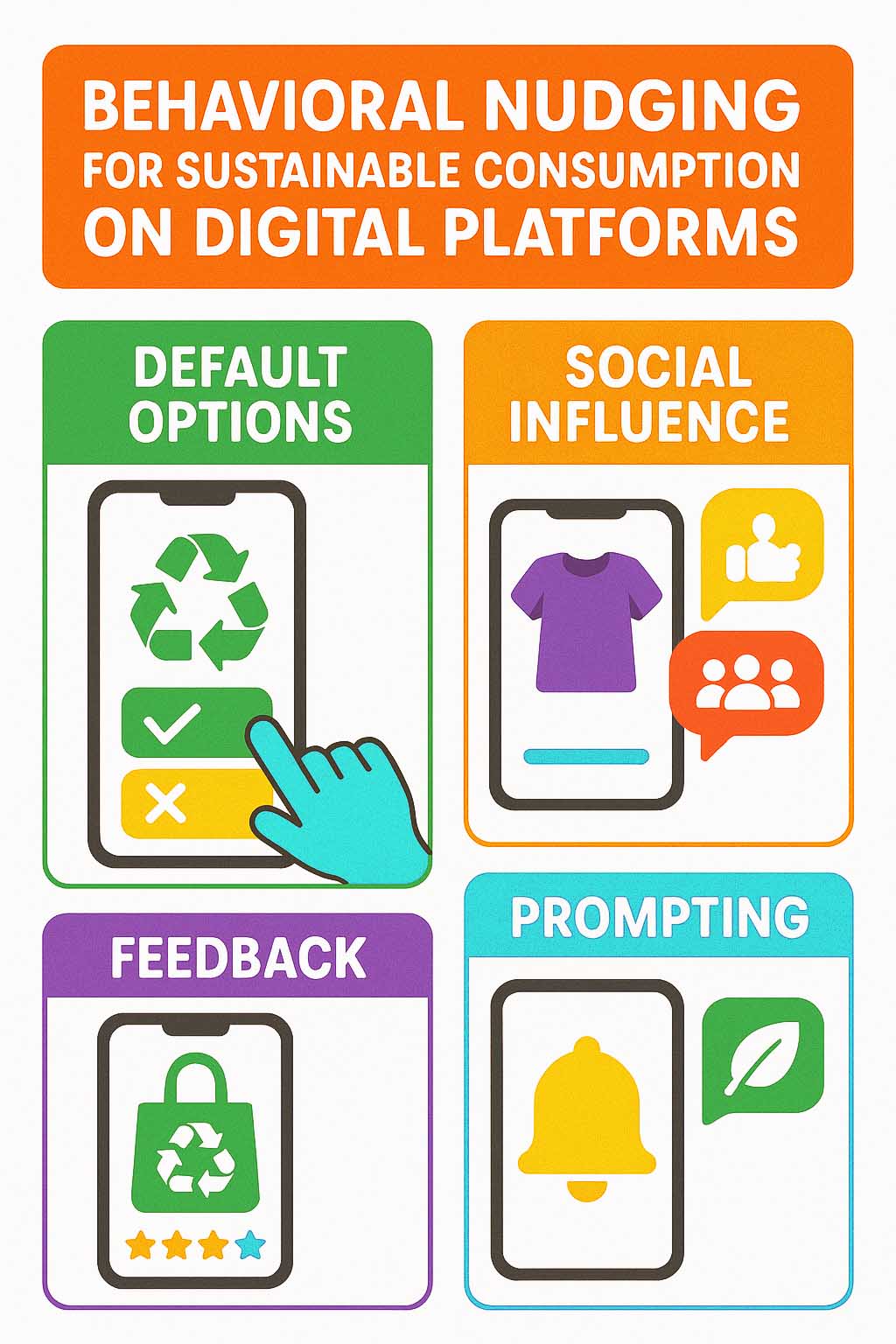 Infographic of behavioral nudging for sustainable consumption on digital platforms